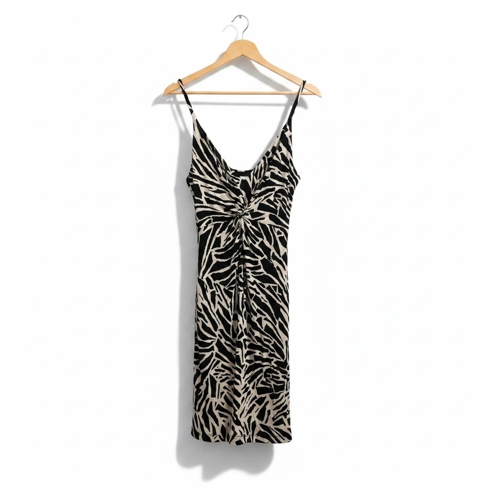 H&M Bodycon Dress Black Tan Zebra Print Excellent Small Women